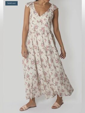 Reistor Sky is Pink Ruffle Maxi Dress Small